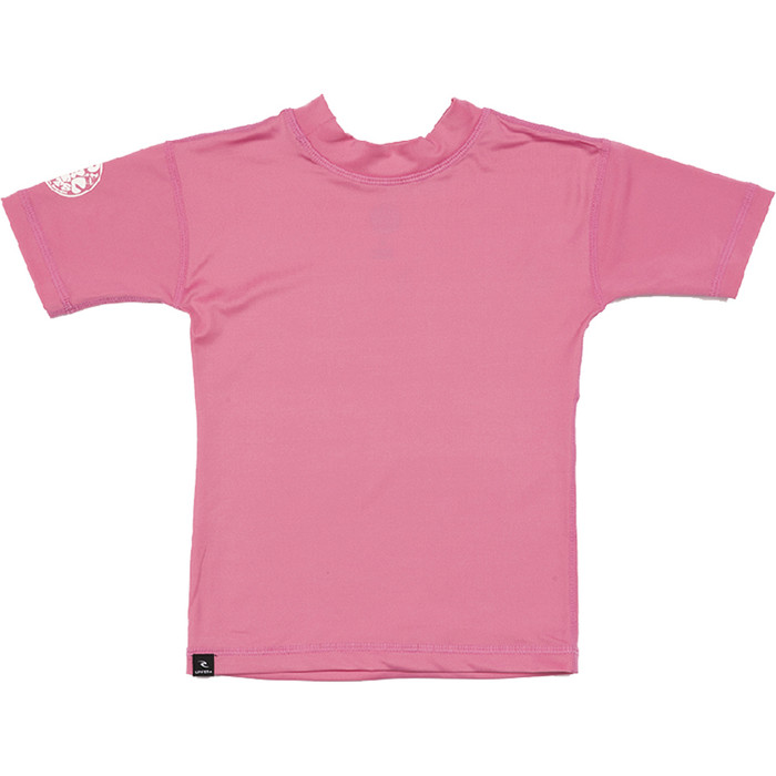 2022 Rip Curl Grom Boys Corp Short Sleeve UV Rash Vest WLY3DO - Pink